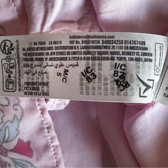 HOLLISTER Babydoll Top NWT Pink Floral Chiffon Womens Large - Picture 9 of 11